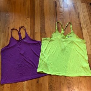 Nike Drifit tank tops purple (med) & yellow (lrg)
